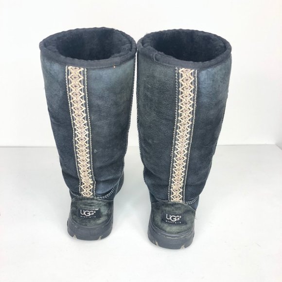 Ugg Classic Tall II Tasman Braid Boots, Black, Women's 5, Braid Back Sheepskin - Picture 3 of 14